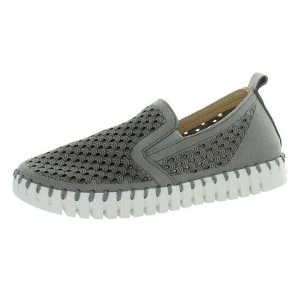 Ilse Jacobsen Tulip 140 Girls Faux Suede Grey Slip On sneakers shoes EU 32 US 1